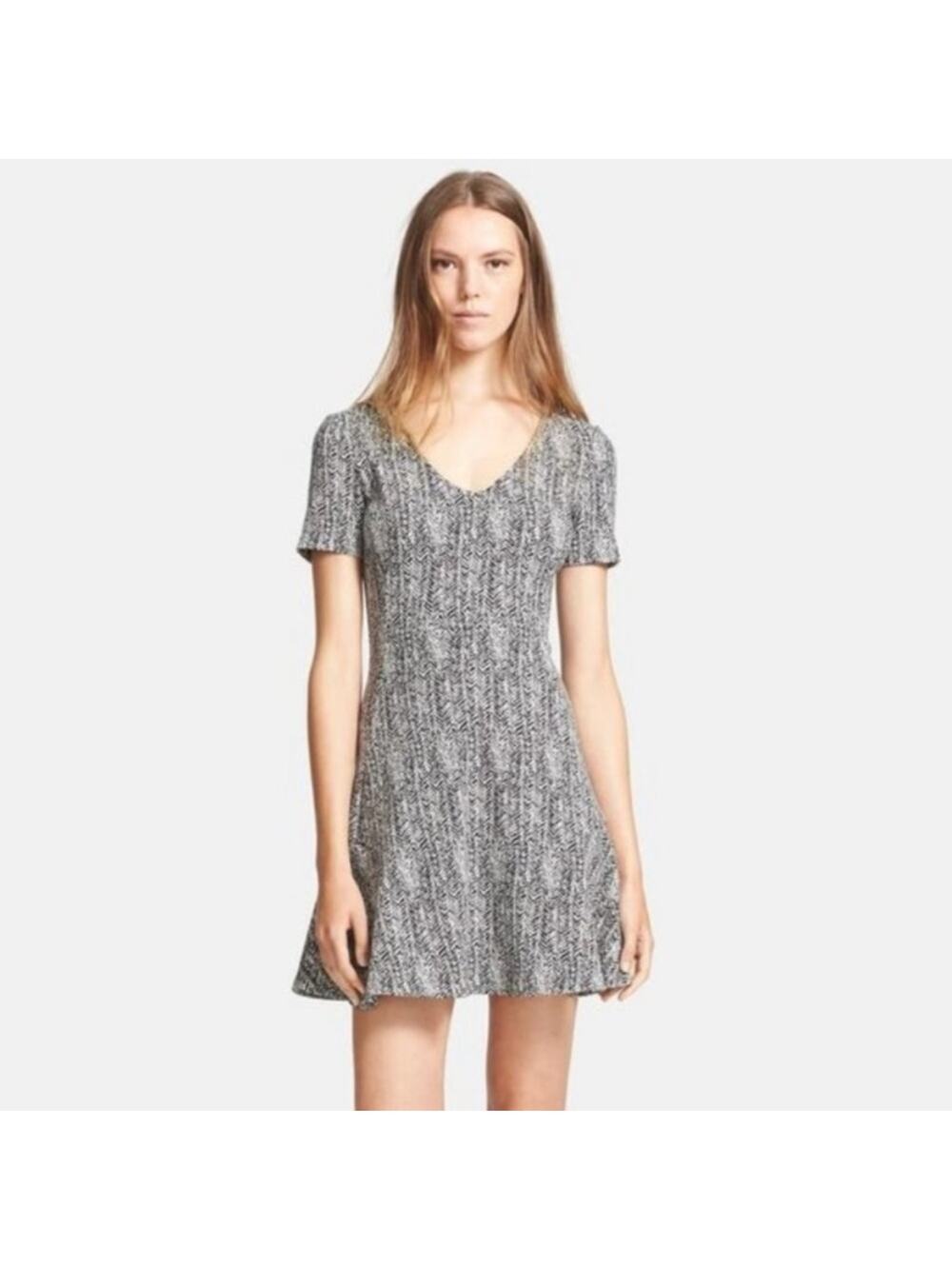 Theory Women's Nikay V short sleeve dress Wool Blend Parcel Fabric 6